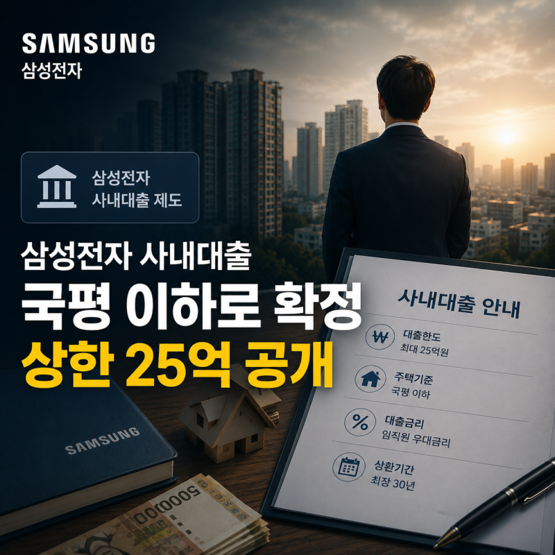 삼성전자 사내대출 국평 이하로 확정, 25억 상한선까지 공개