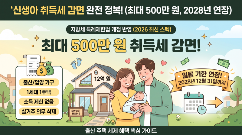 신생아 취득세 감면 조건 및 신청방법 총정리