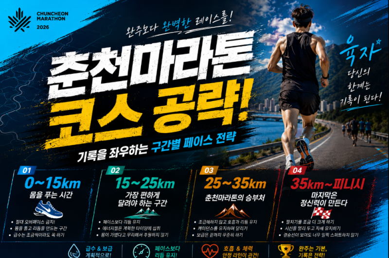 춘천마라톤 코스 미리보기! 기록을 좌우하는 구간별 페이스 전략
