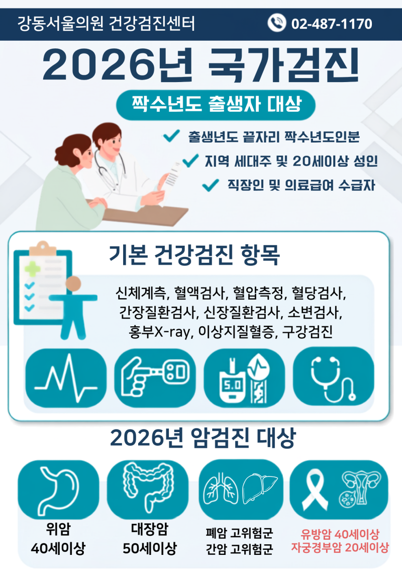 국가건강검진 대상자 총정리｜검진항목, 암검진, 비용까지 한눈에! | 강동서울의원 건강검진....