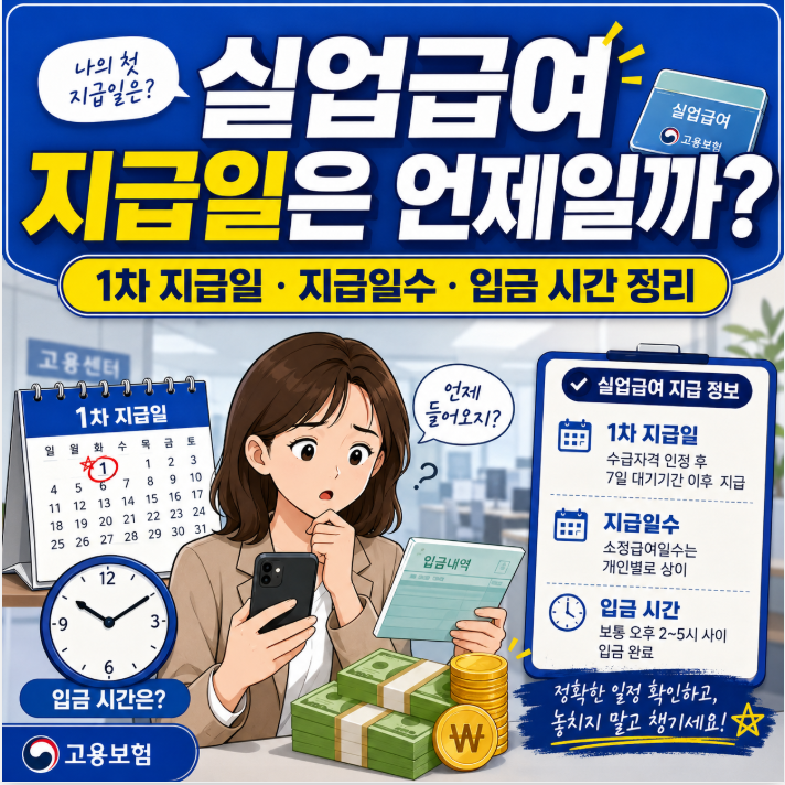 실업급여 지급일은 언제일까? 1차 지급일·지급일수·입금 시간 정리