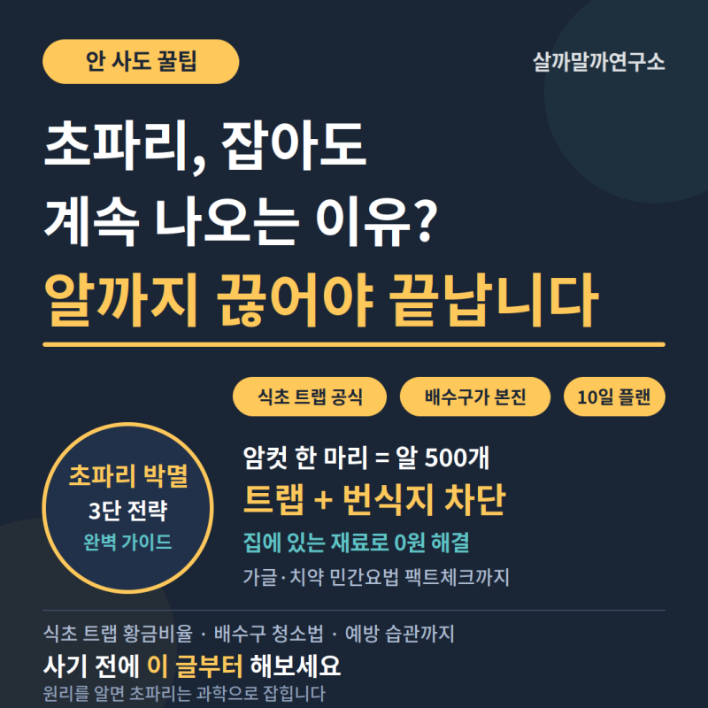 초파리 없애는 법 총정리 — 잡아도 계속 나오는 이유부터 식초 트랩 황금비율, 10일 박멸 플....
