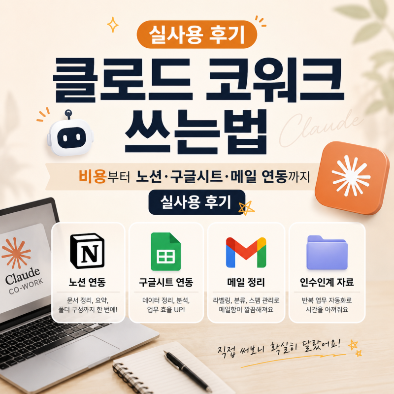 ✨클로드 코워크 쓰는법 | 비용부터 노션·구글시트·메일 연동까지 실사용 후기