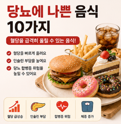 당뇨에 나쁜 음식 10가지, 혈당을 급격히 올릴 수 있는 음식은?