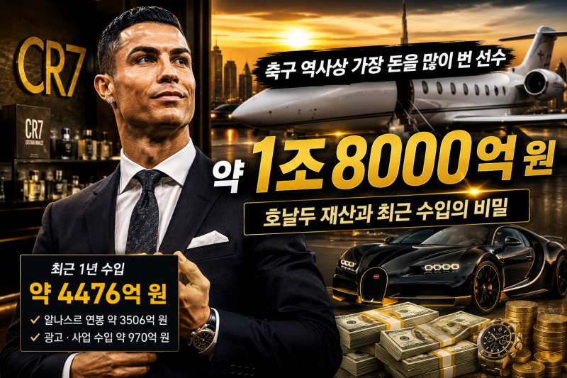 호날두 재산 약 1조 8000억 원｜최근 1년 수입 4476억 원의 비밀