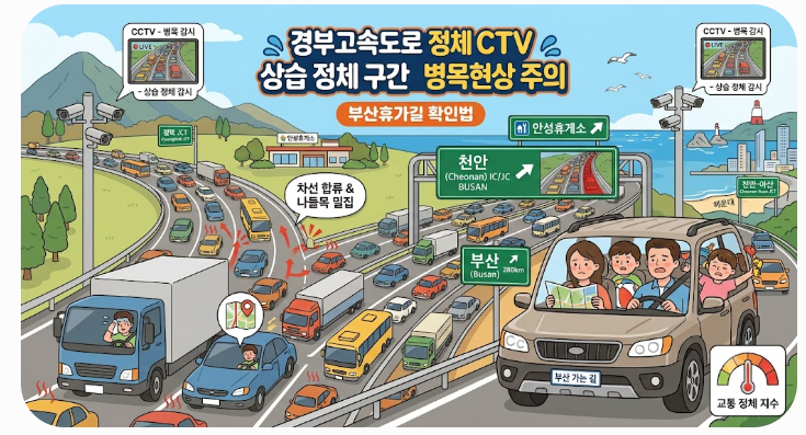 경부고속도로 정체구간 실시간 CCTV 부산휴가길 확인법