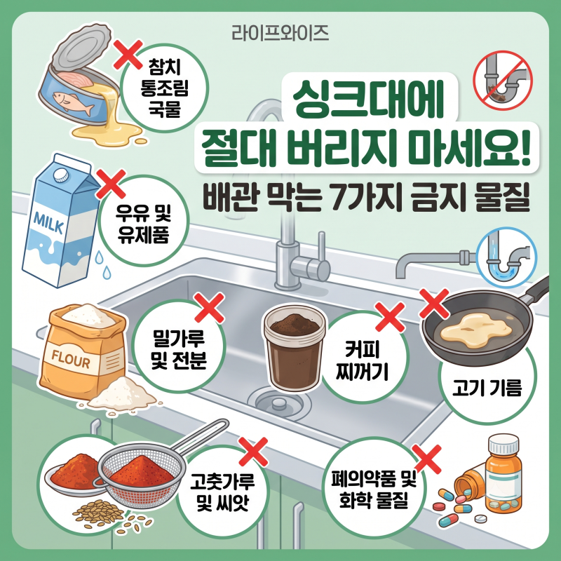 [라이프와이즈] 싱크대에 절대 버려선 안 될 7가지! 참치 기름·우유 올바르게 버리는 법과 배....