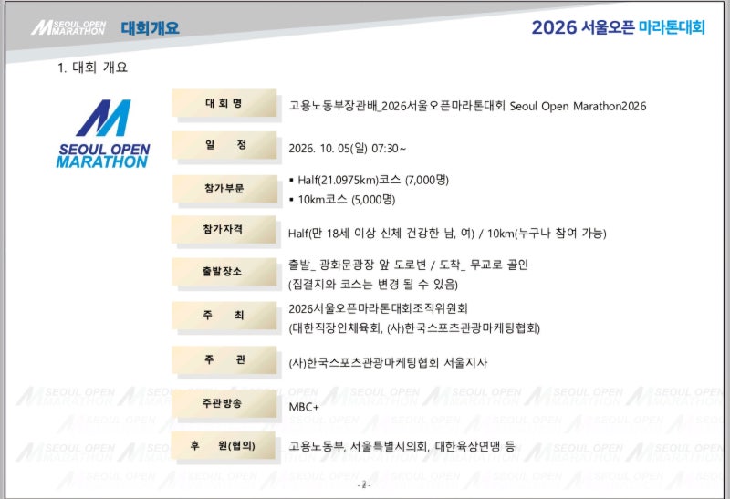 2026 서울오픈마라톤대회, 함께 달리는 서울! 교통통제와 행사 안내