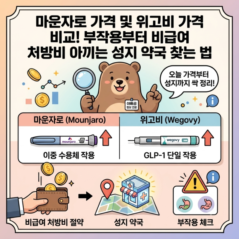 마운자로 가격 및 위고비 가격 비교! 부작용부터 비급여 처방비 아끼는 성지 약국 찾는 법