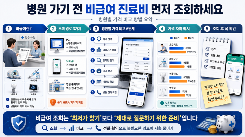 병원 가기 전 비급여 진료비 먼저 조회하세요 — 병원별 가격 비교 방법 완전 정리