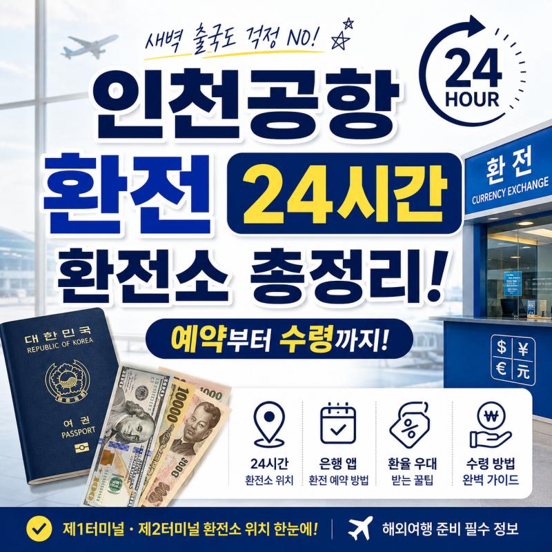 인천공항 24시간 환전소 위치 총정리! 환전 예약부터 수령 방법까지