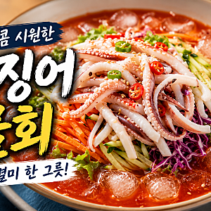 오징어물회 레시피 | 새콤달콤 시원한 여름 별미, 집에서 쉽게 만드는 오징어물회