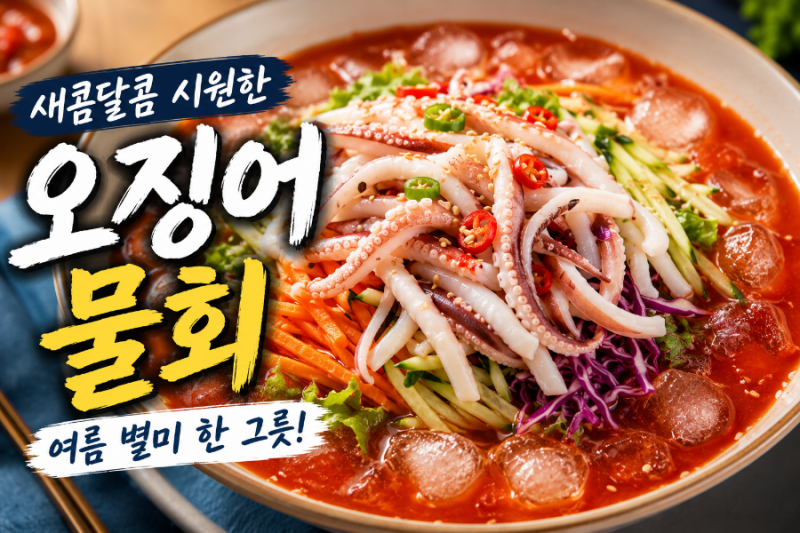 오징어물회 레시피 | 새콤달콤 시원한 여름 별미, 집에서 쉽게 만드는 오징어물회
