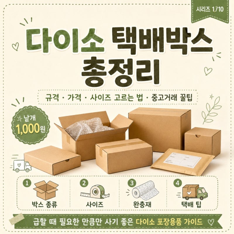 다이소 택배박스 총정리 | 규격·가격·사이즈 고르는 법·중고거래 꿀팁 (낱개 1,000원)