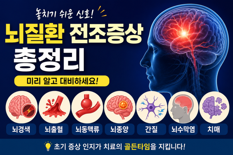 뇌질환 전조증상 총정리(뇌경색, 뇌출혈, 뇌동맥류, 뇌종양, 간질, 뇌수막염, 치매 등)