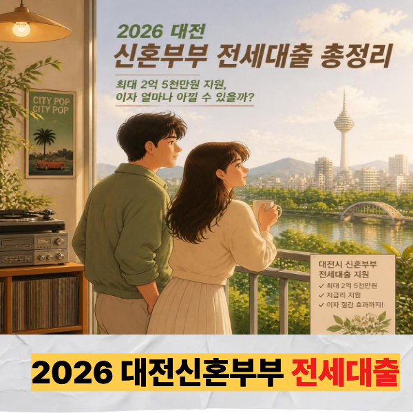 2026 대전 신혼부부 전세대출 총정리｜최대 2억 5천만원 지원, 이자 얼마나 아낄 수 있을까?