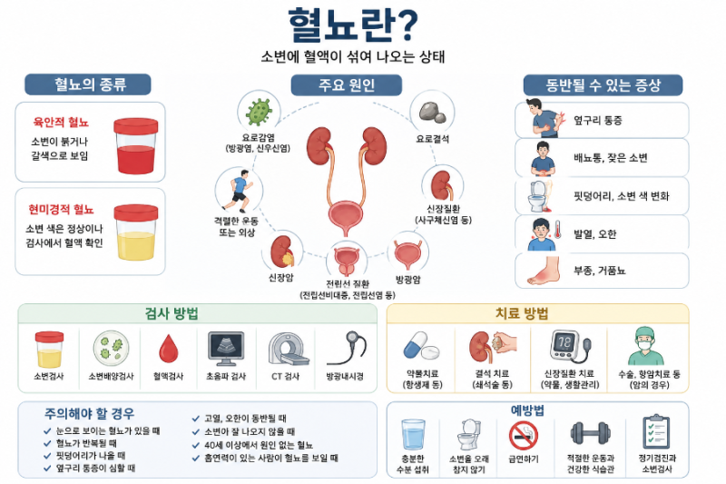 "소변에 피가 섞여 나온다면?" 가볍게 넘기면 안 되는 '혈뇨'의 여러가지 원인, 종류, 증상, 진....