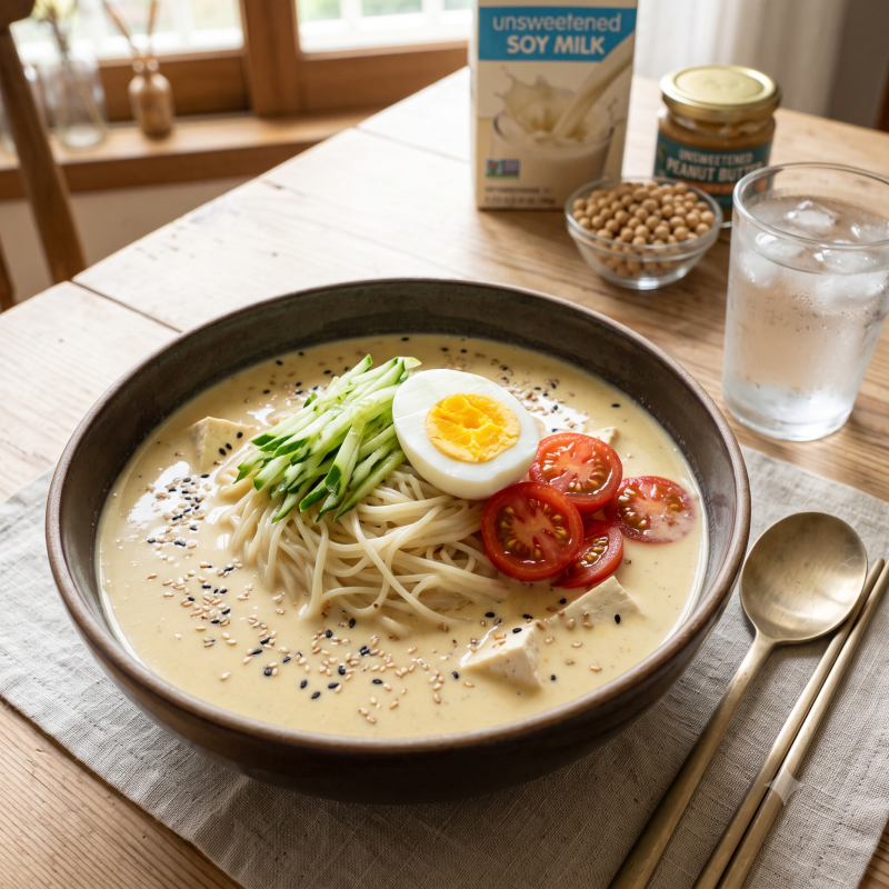 집에서 10분 만에 전문점 맛내는 초간단 콩국수 레시피 (두부/두유/땅콩버터 황금비율)