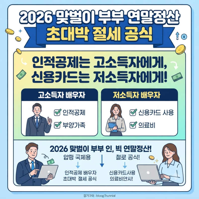 맞벌이 부부 연말정산 인적공제 몰아주기 공식: 이렇게 안 하면 무조건 손해봅니다 (최신)