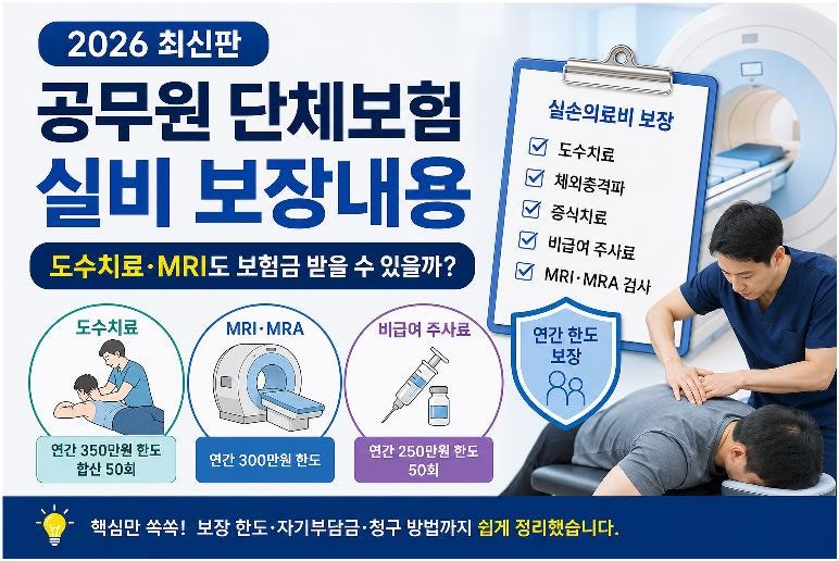 공무원 단체보험 실비 보장내용｜도수치료·MRI도 보험금 받을 수 있을까?(2026)