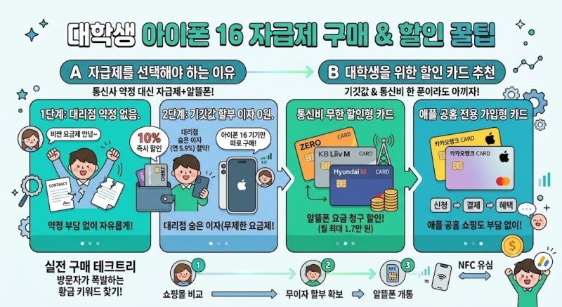 대학생 아이폰 16 자급제 구매 가이드: 부담 줄이는 카드 할인 꿀팁 총정리