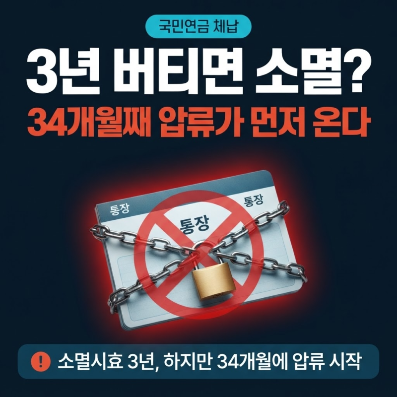 국민연금 체납 3년이면 끝?34개월째 통장 압류가 먼저 온다
