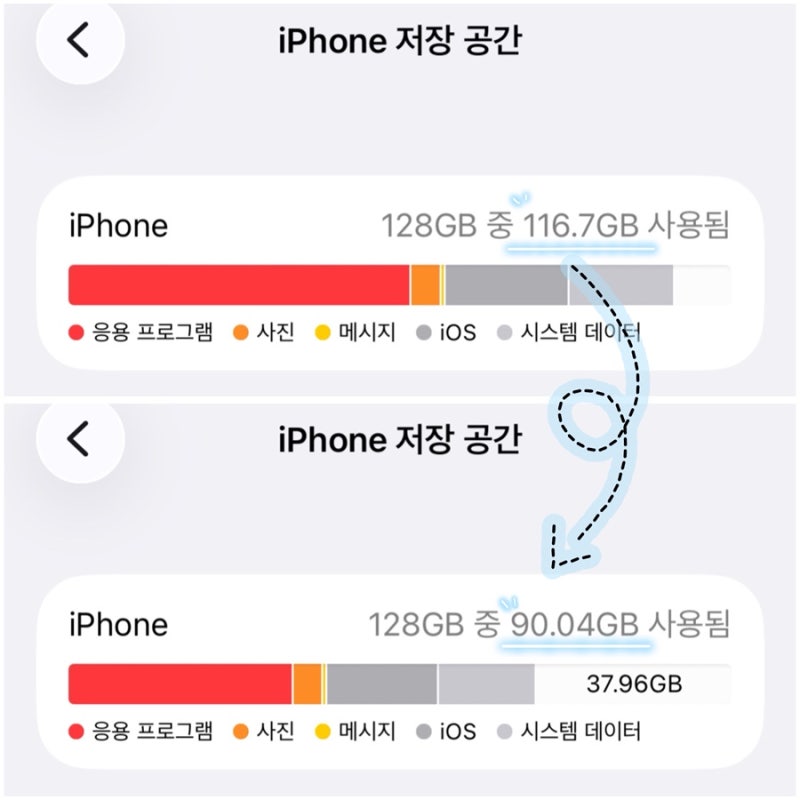 [휴대폰 용량 줄이기] 카톡, 블로그 데이터 삭제