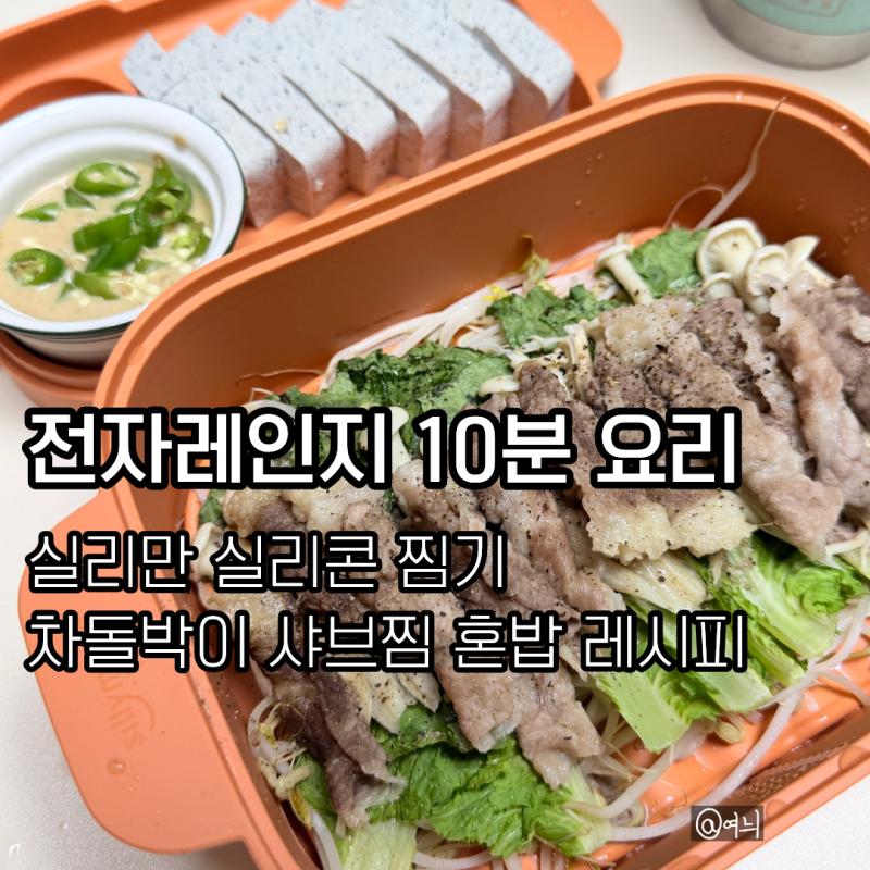 전자레인지 10분 샤브찜 — 코스트코에서 산 실리만 실리콘 찜기로 차돌박이 혼밥레시피