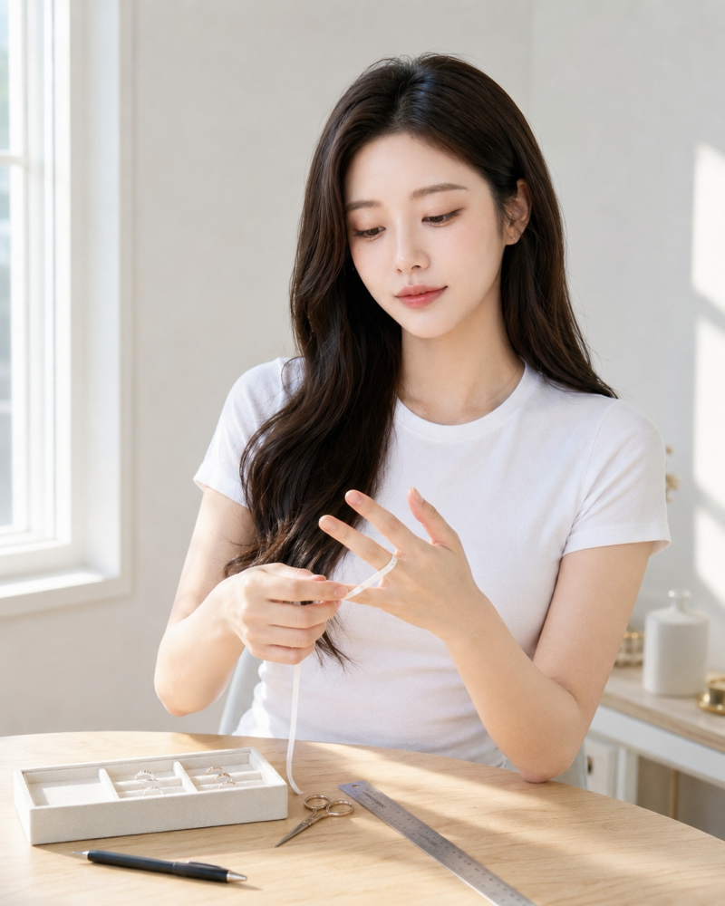 반지호수 재는법 남자 여자 평균 표 cm 종이 도구 다이소