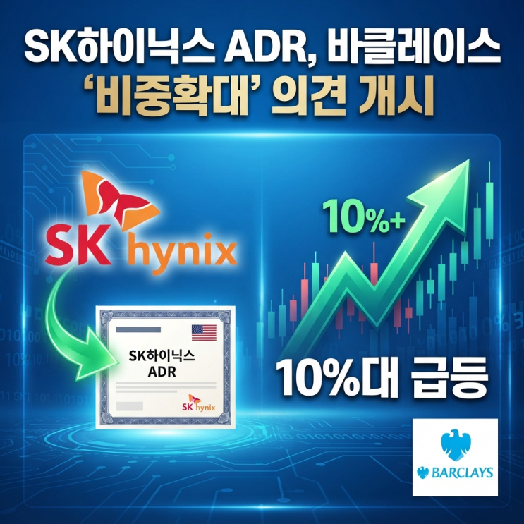 SK하이닉스 <b>ADR</b> 미국 증시 10% 급등, <b>바클레이스</b> 비중확대... 