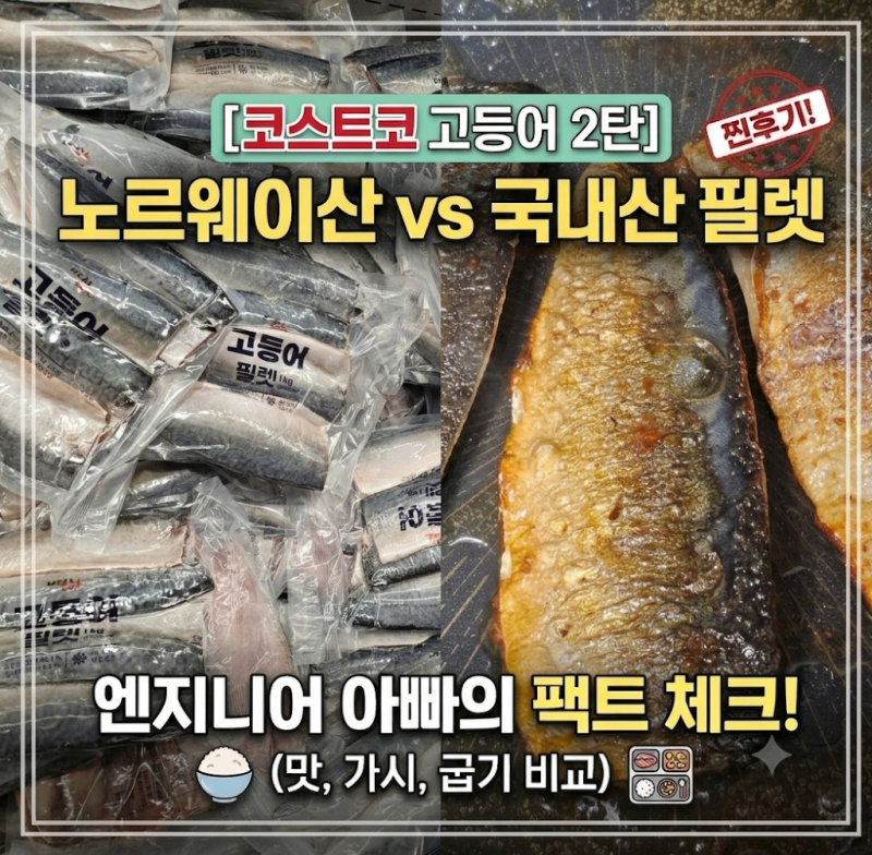 [코스트코 고등어 2탄] 노르웨이산 vs 국내산 필렛, 엔지니어 아빠의 팩트 체크 (맛, 가시, 굽....