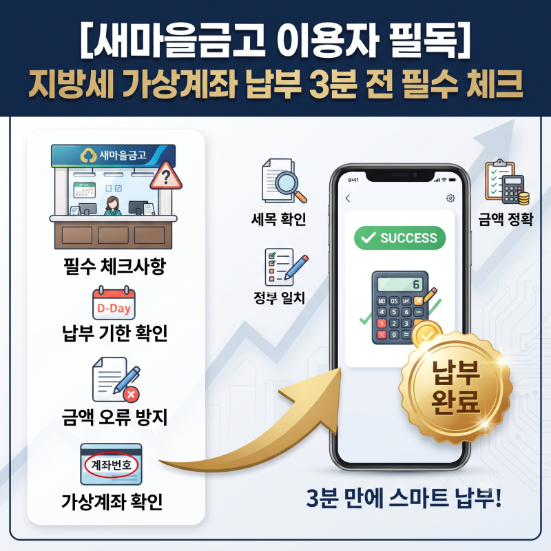 새마을금고 이용자라면 지방세 가상계좌 납부 3분 전 필수 확인사항