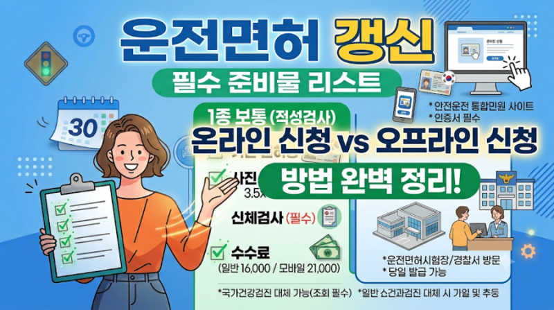 운전면허 갱신(적성검사) 방법. 온라인(인터넷) 신청부터 오프라인(방문) 신청까지