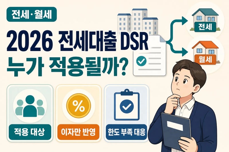 2026 전세대출 DSR 적용 대상은? 한도 부족할 때 전세·월세 선택 기준