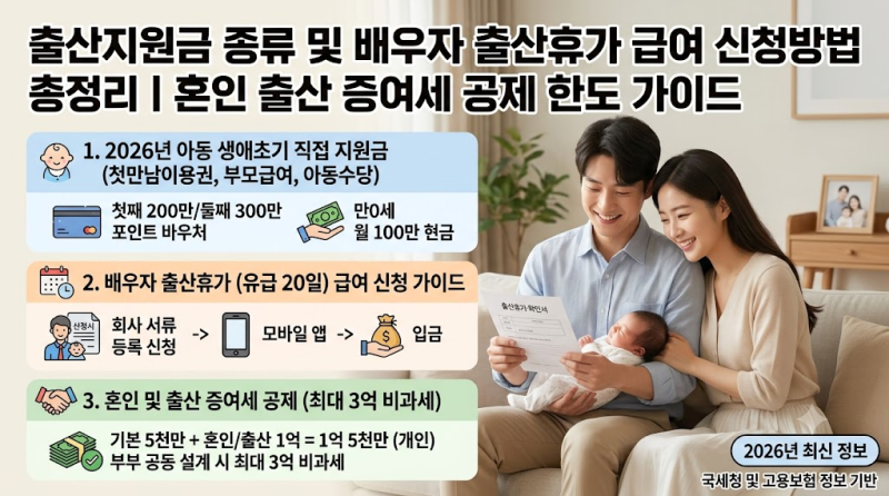 출산지원금 종류 및 배우자 출산휴가 급여 신청방법 총정리ㅣ혼인 출산 증여세 공제 한도 가....