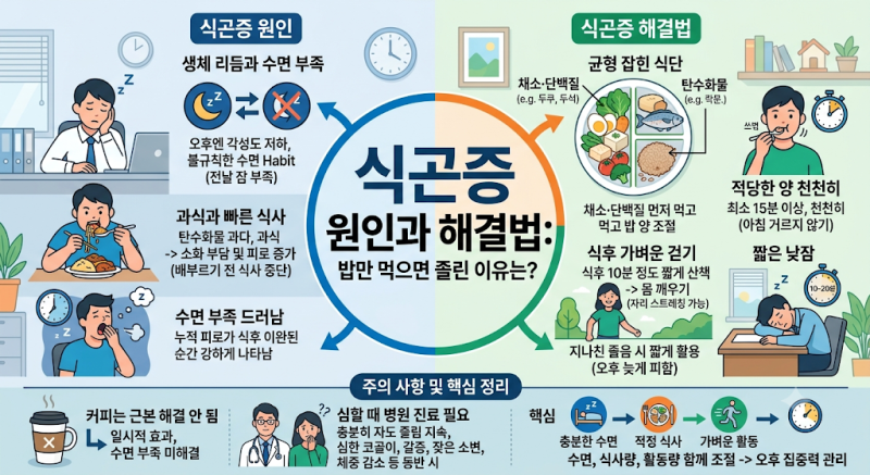 식곤증 원인과 해결법, 밥만 먹으면 졸린 이유는?