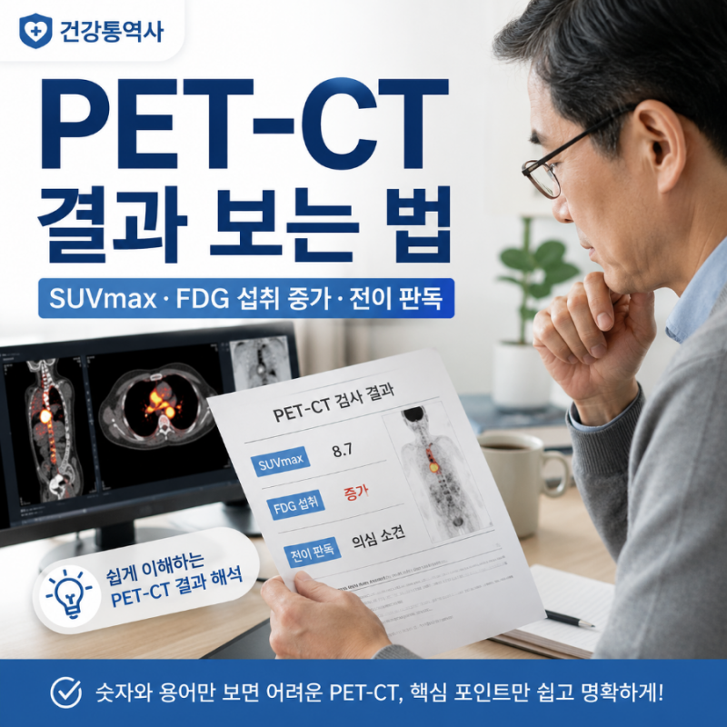 PET-CT 결과 보는 법: SUVmax·FDG 섭취 증가·전이 판독 쉽게 이해하기