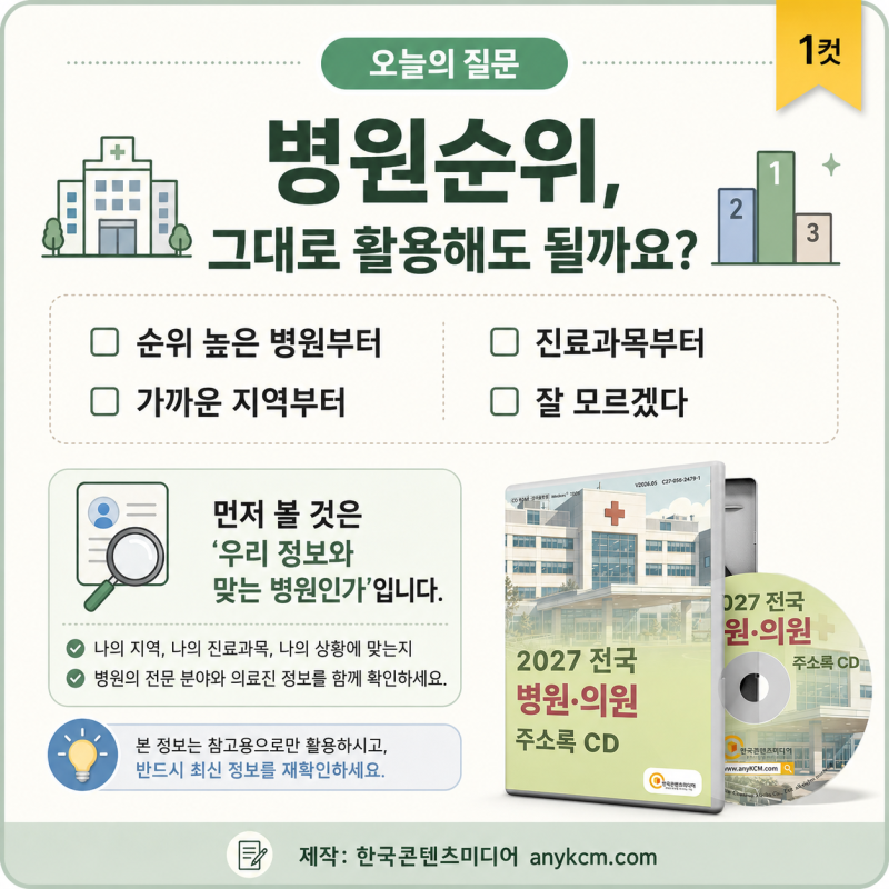 병원순위보다 중요한 병원정보, 전국병원검색은 진료과목부터 봐야 합니다