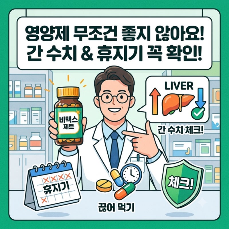간수치 높이는 영양제가 따로 있다? 고함량 비타민(비맥스 제트) 성분 및 휴지기 필요 분석