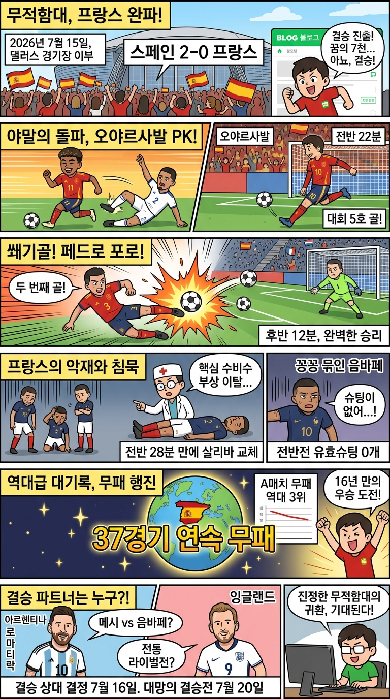 '무적함대' 스페인, 프랑스 2-0 제압하고 결승 진출! 16년 만의 월드컵 우승 정조준 (2026 북중미....