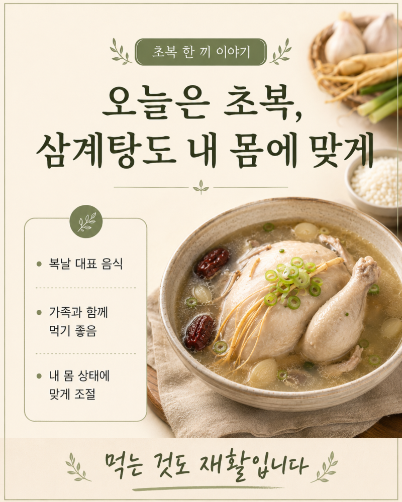 2026 초복 삼계탕 레시피｜뇌경색·혈압 관리와 체질까지 생각한 건강한 복날 음식