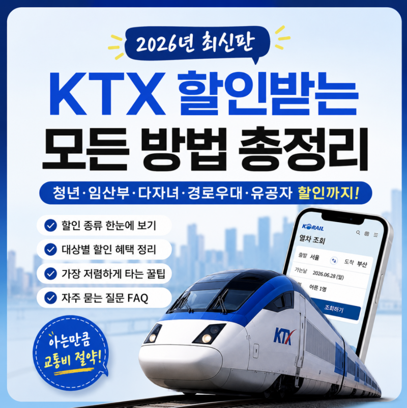 KTX 할인 총정리! 이것만 알아도 교통비 아낍니다 (2026 최신)