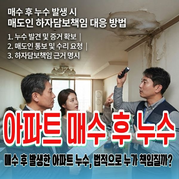 매수 후 아파트 누수 발생 시 매도인 하자담보책임 대응 방법