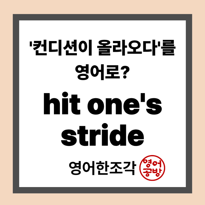 hit one's stride