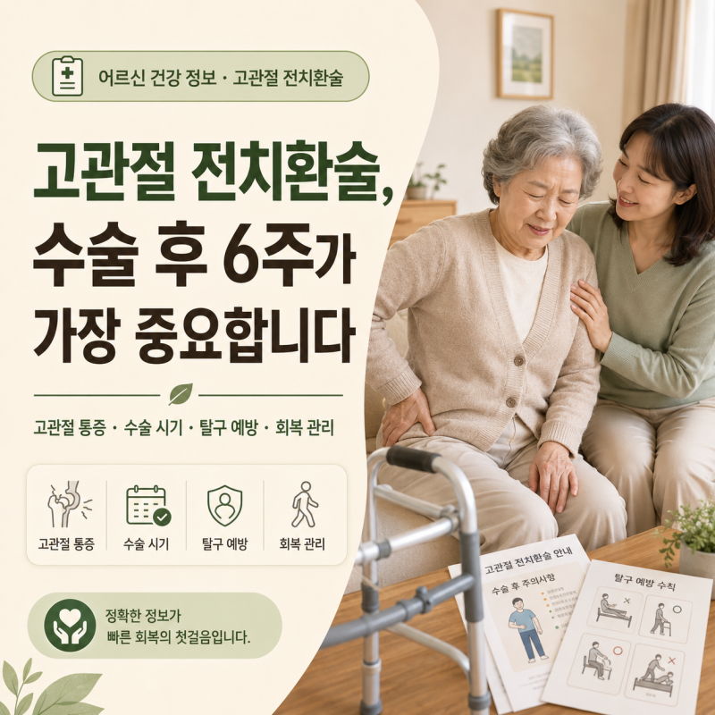 고관절 전치환술, 수술 후 6주가 중요합니다｜주의사항·운동 시기·회복관리 총정리