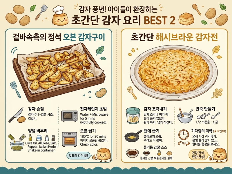 [아이 간식] 감자 풍년! 아이들이 환장하는 초간단 감자 요리 BEST 2 오븐 감자구이 & 겉바속촉....