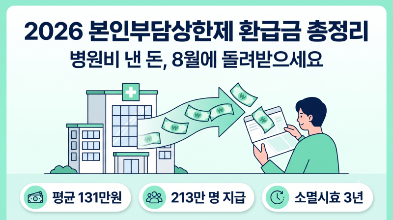 2026 본인부담상한제 환급금 총정리 | 병원비 평균 131만원 돌려받는다, 8월 지급 전 내 환급금 ....