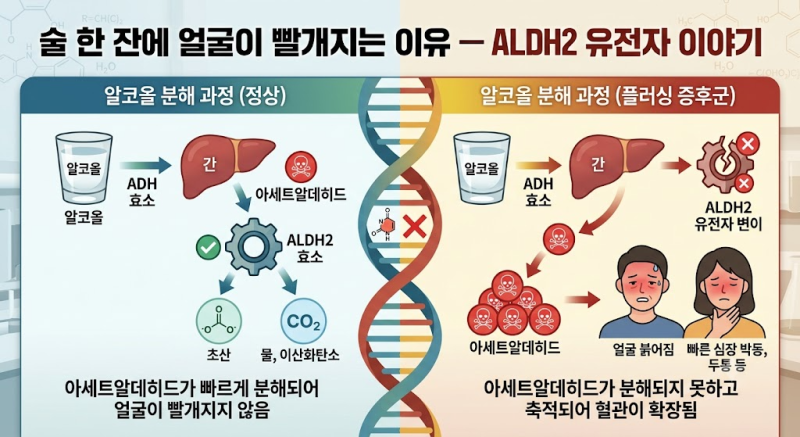 왜 어떤 사람은 술을 마시면 얼굴이 빨개지나요?