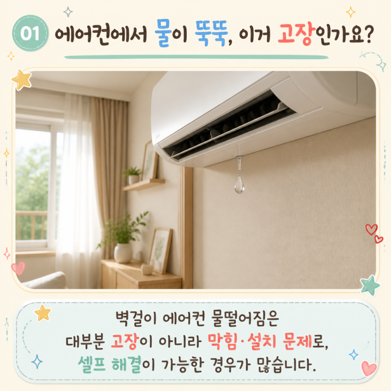 벽걸이 에어컨 물떨어짐 원인 해결방법 셀프로 할 수 있을까?