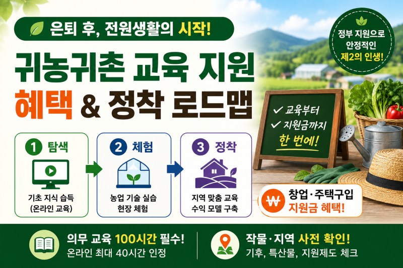 은퇴자를 위한 귀농귀촌 교육 지원 혜택 및 정착 로드맵
